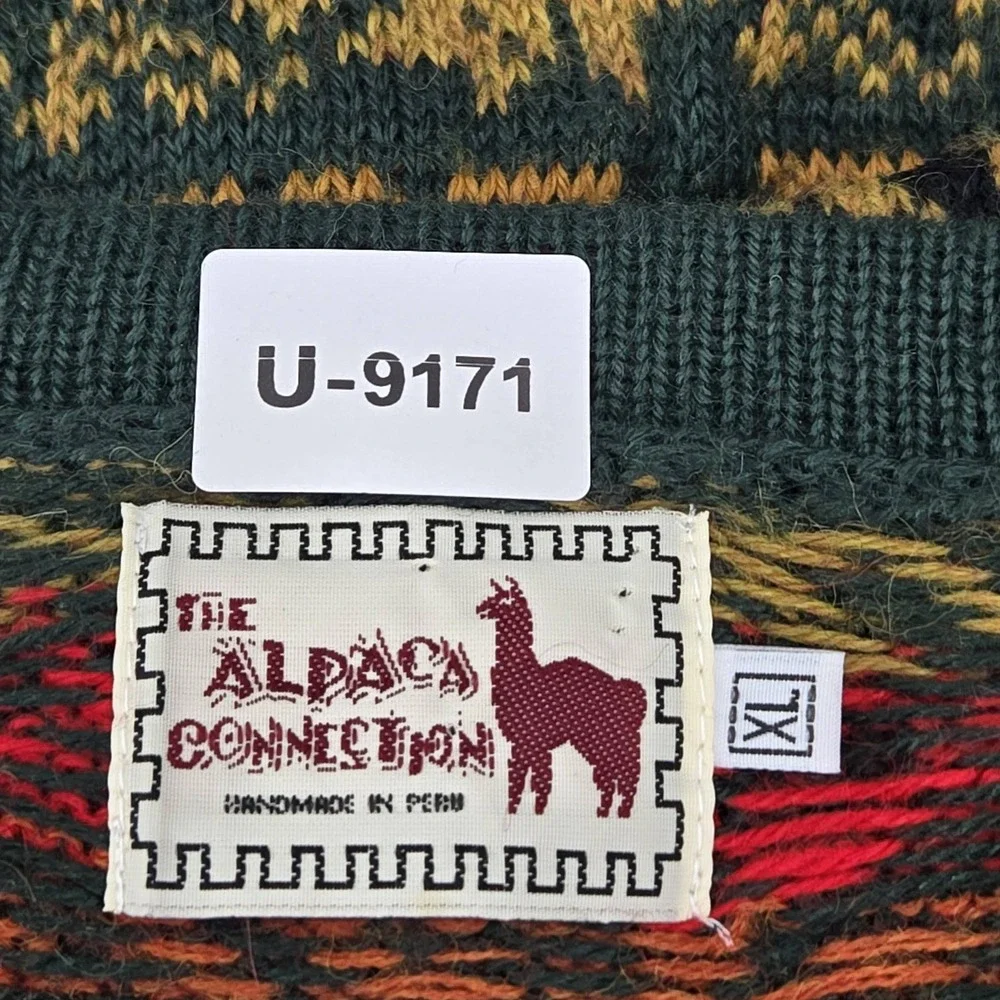 The Alpaca Connection‎ Women Cardigan XL Red Aztec Geometric Alpaca Y2K